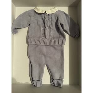 Knited sweater outfit in baby blue color.